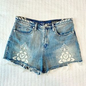 Blank NYC high waisted embroidered jean shorts